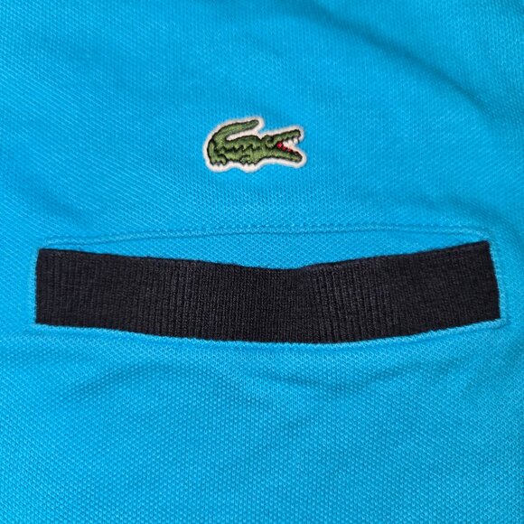 Lacoste Men’s Polo Shirt Size 7 (XL) Turquoise Blue & Navy – Crocodile Logo - Picture 7 of 12